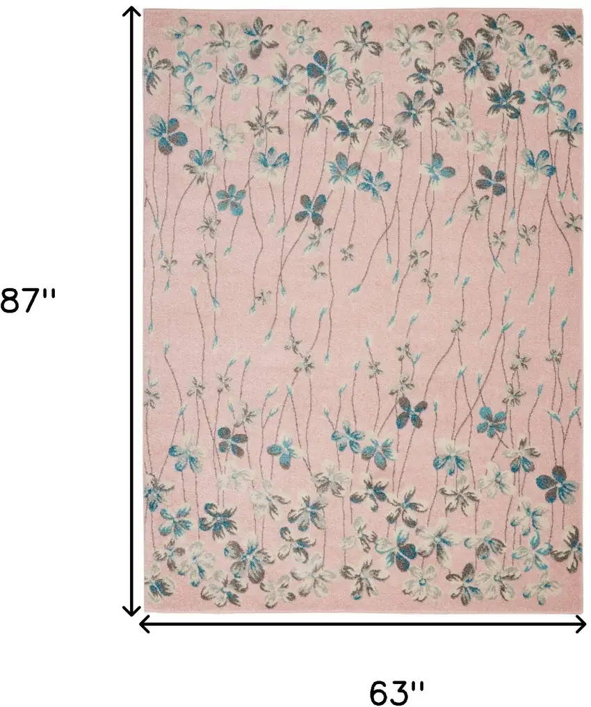Ivory And Blue Floral Area Rug Photo 3