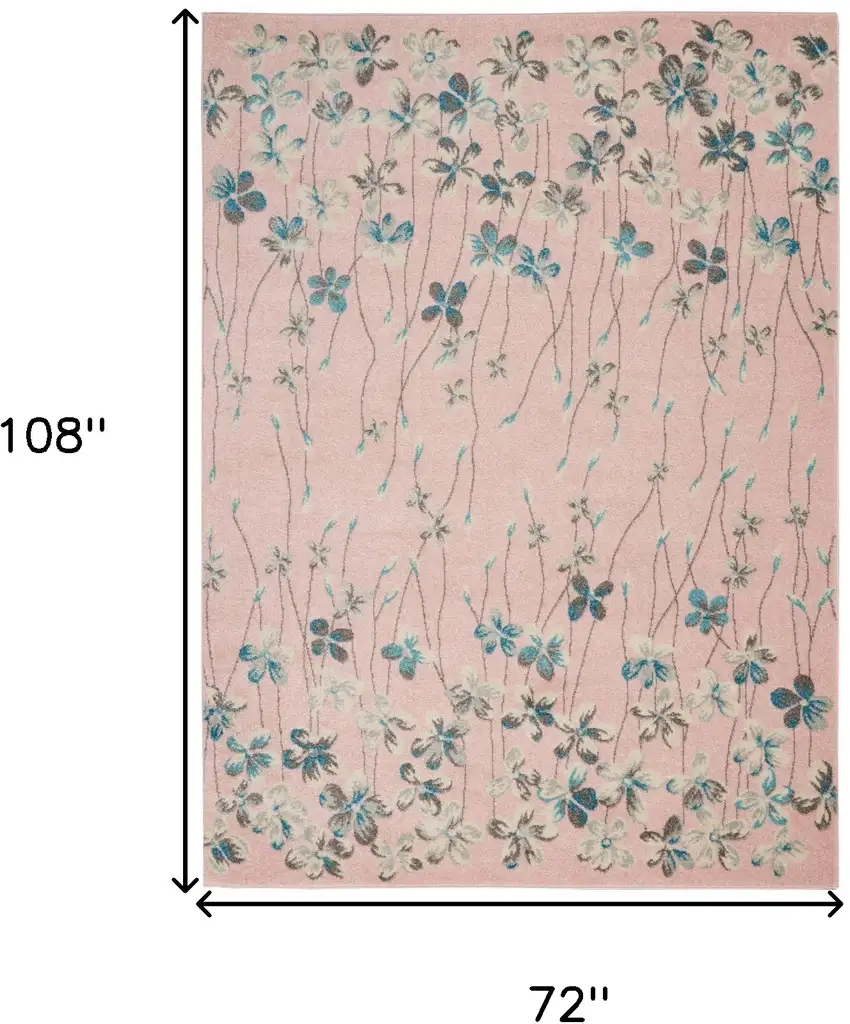 Ivory And Blue Floral Area Rug Photo 3