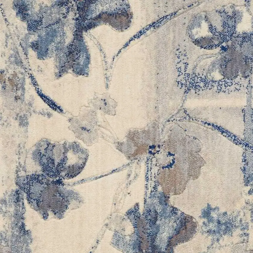 Ivory And Blue Floral Area Rug Photo 3