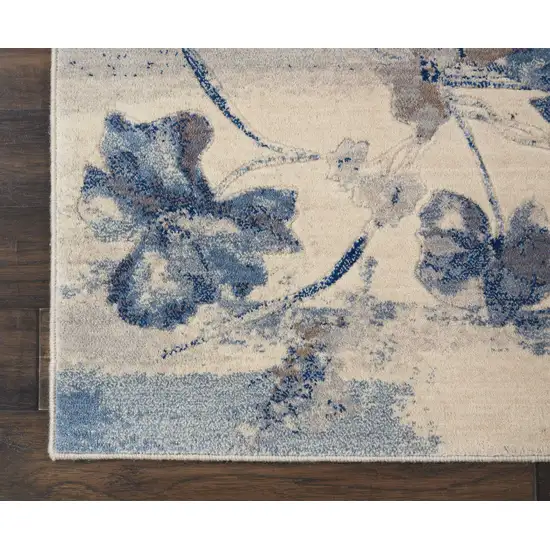 Ivory And Blue Floral Area Rug Photo 8