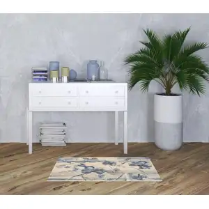 Photo of Ivory And Blue Floral Area Rug