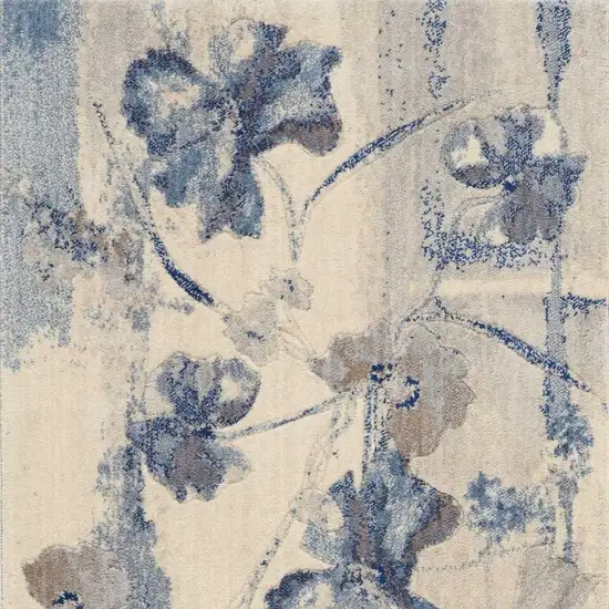 Ivory And Blue Floral Area Rug Photo 4