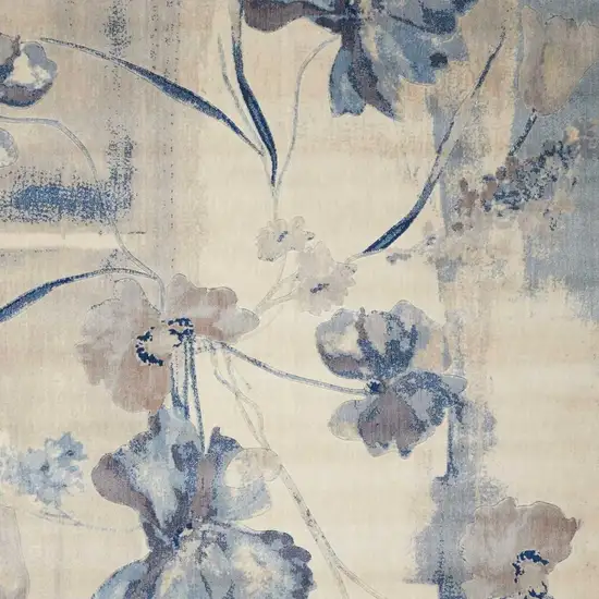 Ivory And Blue Floral Area Rug Photo 3