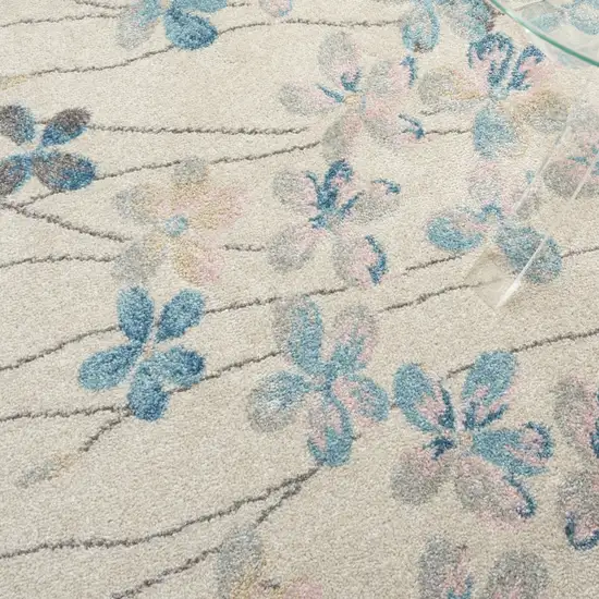 Ivory And Blue Floral Area Rug Photo 9