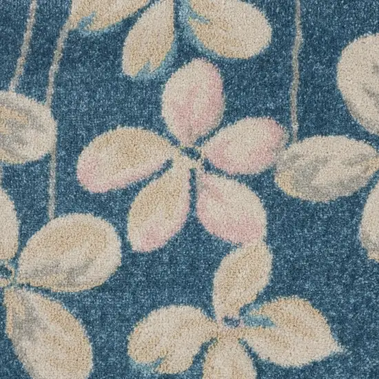 Ivory And Blue Floral Area Rug Photo 1