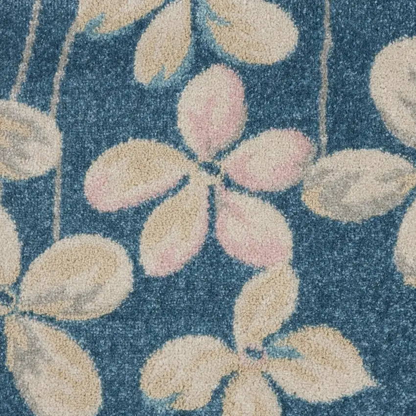 Ivory And Blue Floral Area Rug Photo 1