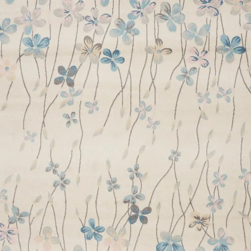 Ivory And Blue Floral Area Rug Photo 7