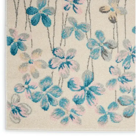Ivory And Blue Floral Area Rug Photo 7