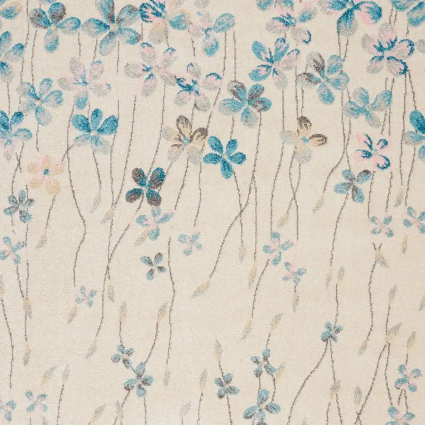 Ivory And Blue Floral Area Rug Photo 8