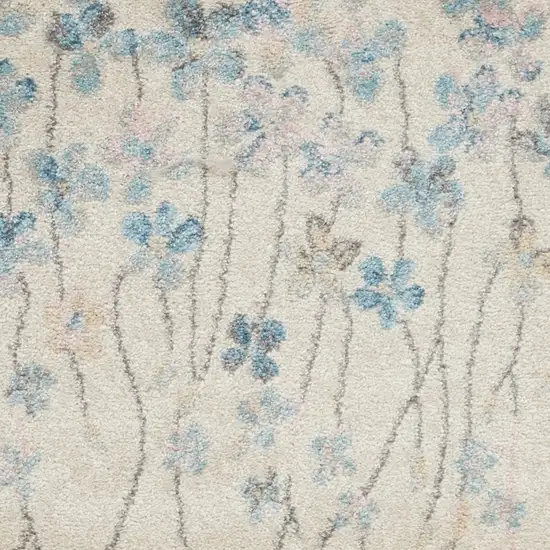 Ivory And Blue Floral Area Rug Photo 7