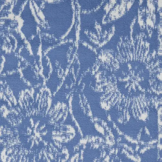 Ivory And Blue Floral Distressed Area Rug Photo 7