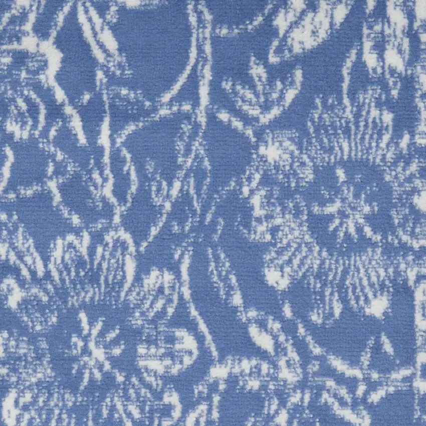 Ivory And Blue Floral Distressed Area Rug Photo 7