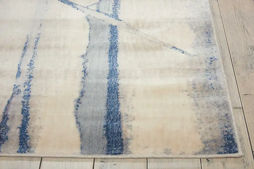 Ivory And Blue Floral Non Skid Area Rug Photo 6