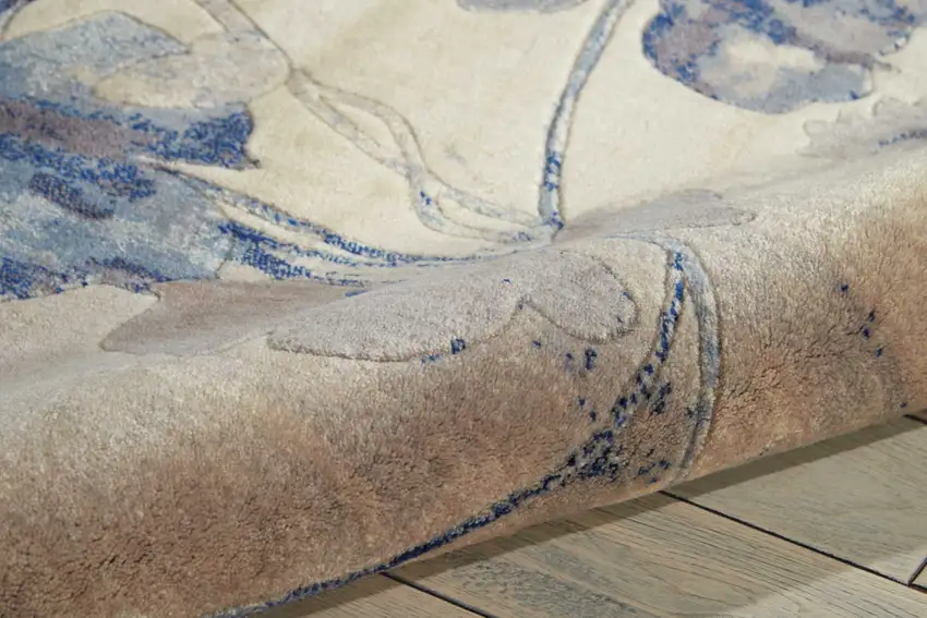 Ivory And Blue Floral Non Skid Area Rug Photo 9