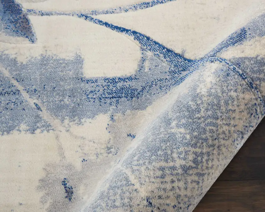 Ivory And Blue Floral Non Skid Area Rug Photo 8