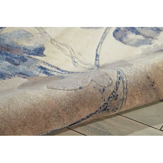 Ivory And Blue Floral Non Skid Area Rug Photo 9