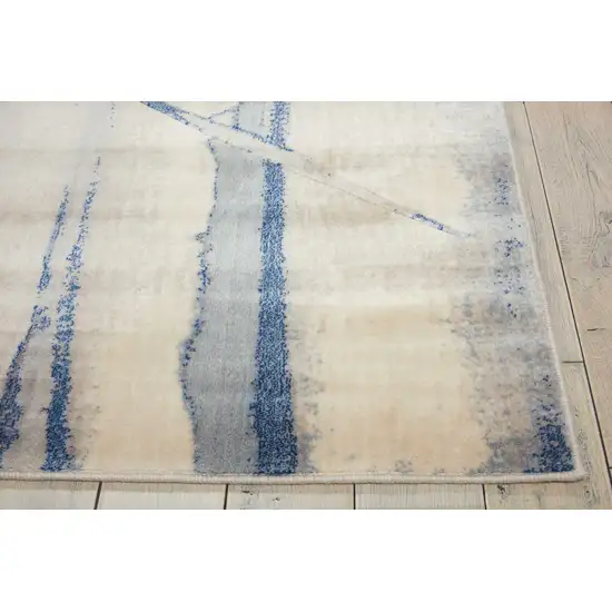 Ivory And Blue Floral Non Skid Area Rug Photo 6