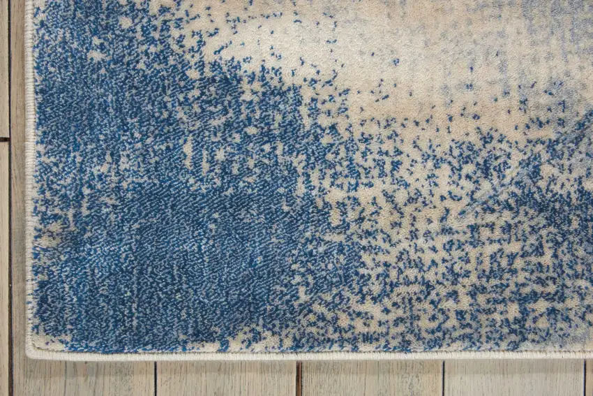 Ivory And Blue Floral Non Skid Area Rug Photo 8