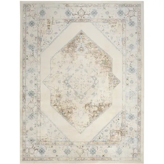 Ivory And Blue Geometric Area Rug Photo 8