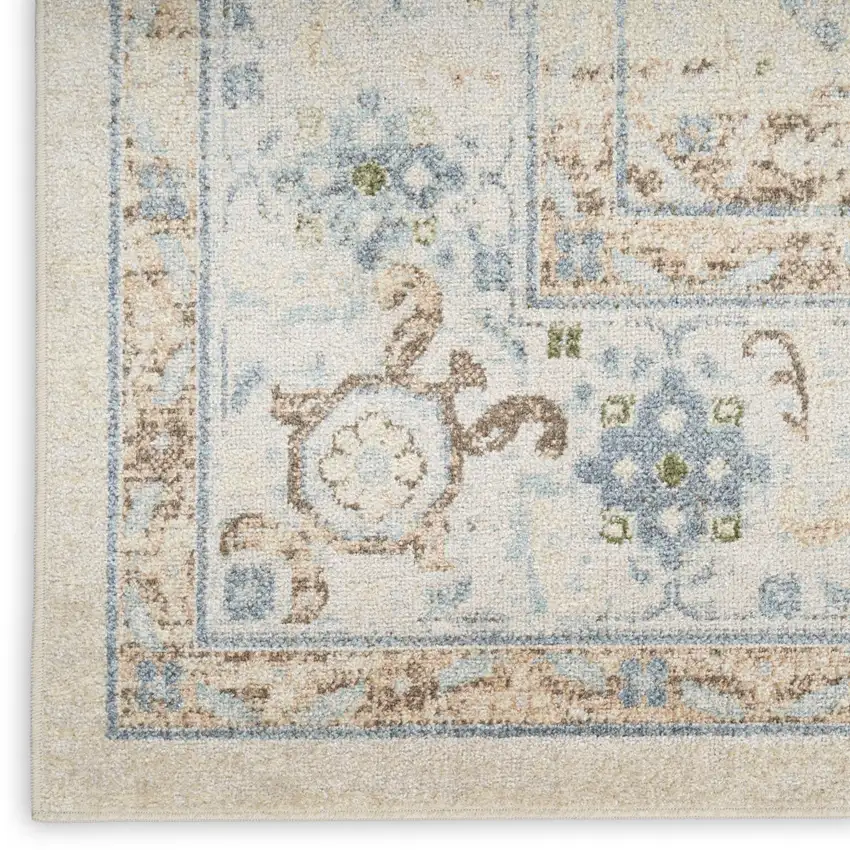 Ivory And Blue Geometric Area Rug Photo 8