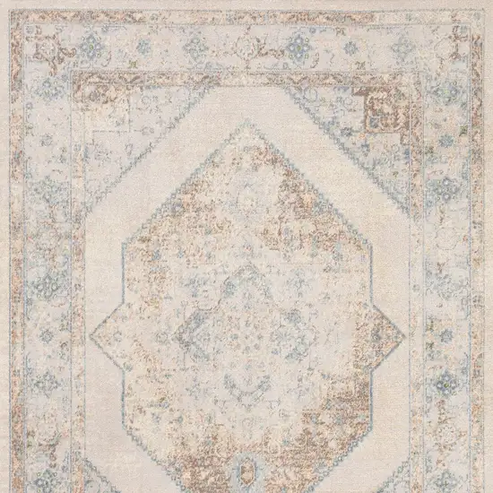 Ivory And Blue Geometric Area Rug Photo 9