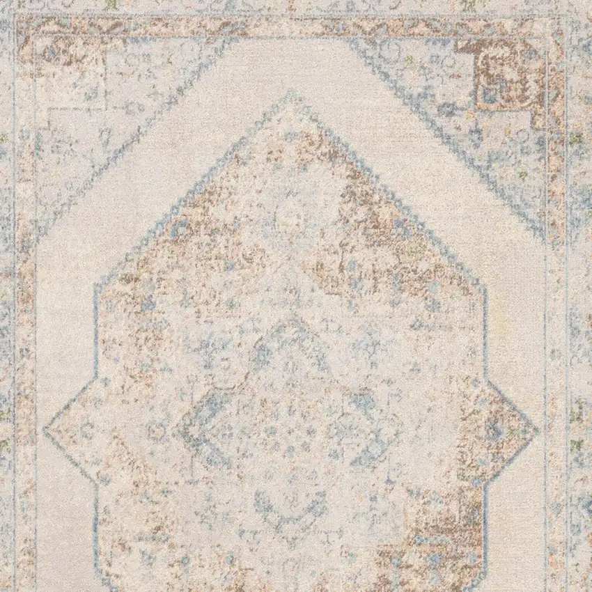 Ivory And Blue Geometric Area Rug Photo 8