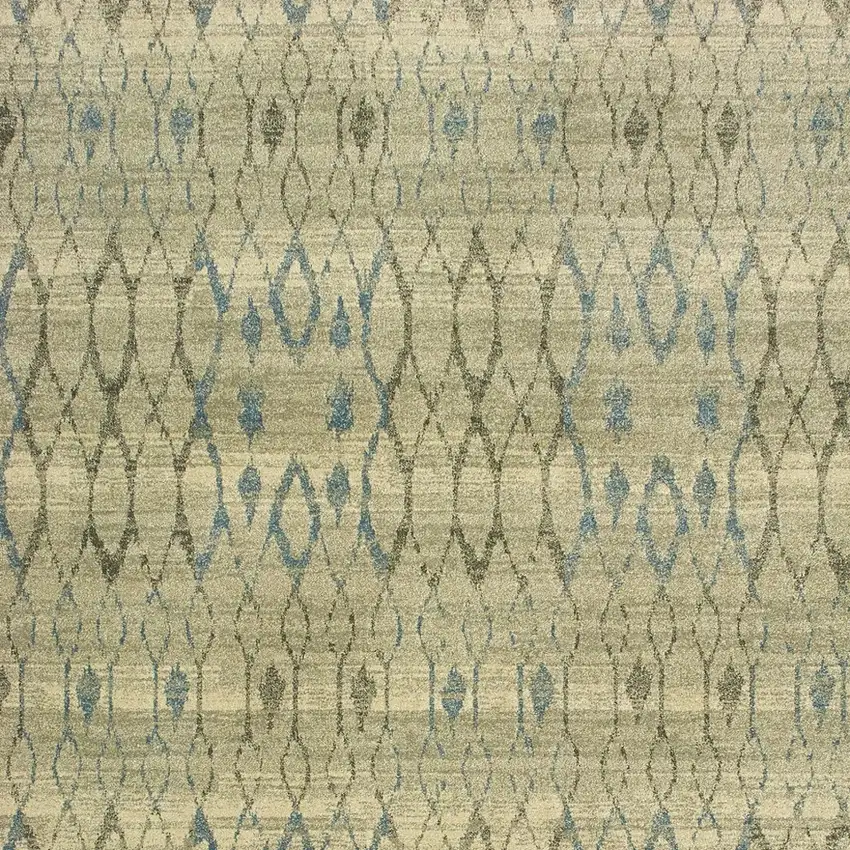 Ivory And Blue Geometric Area Rug Photo 9