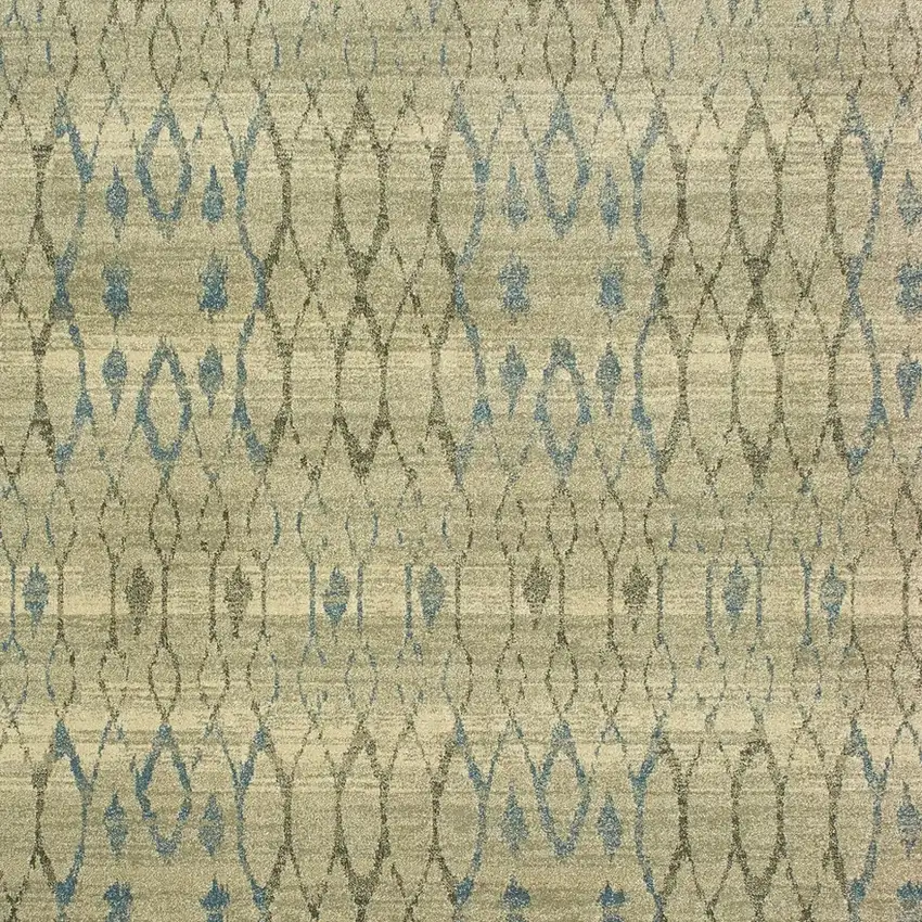Ivory And Blue Geometric Area Rug Photo 8