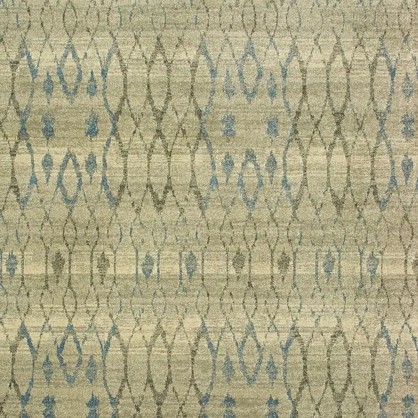 Ivory And Blue Geometric Area Rug Photo 6