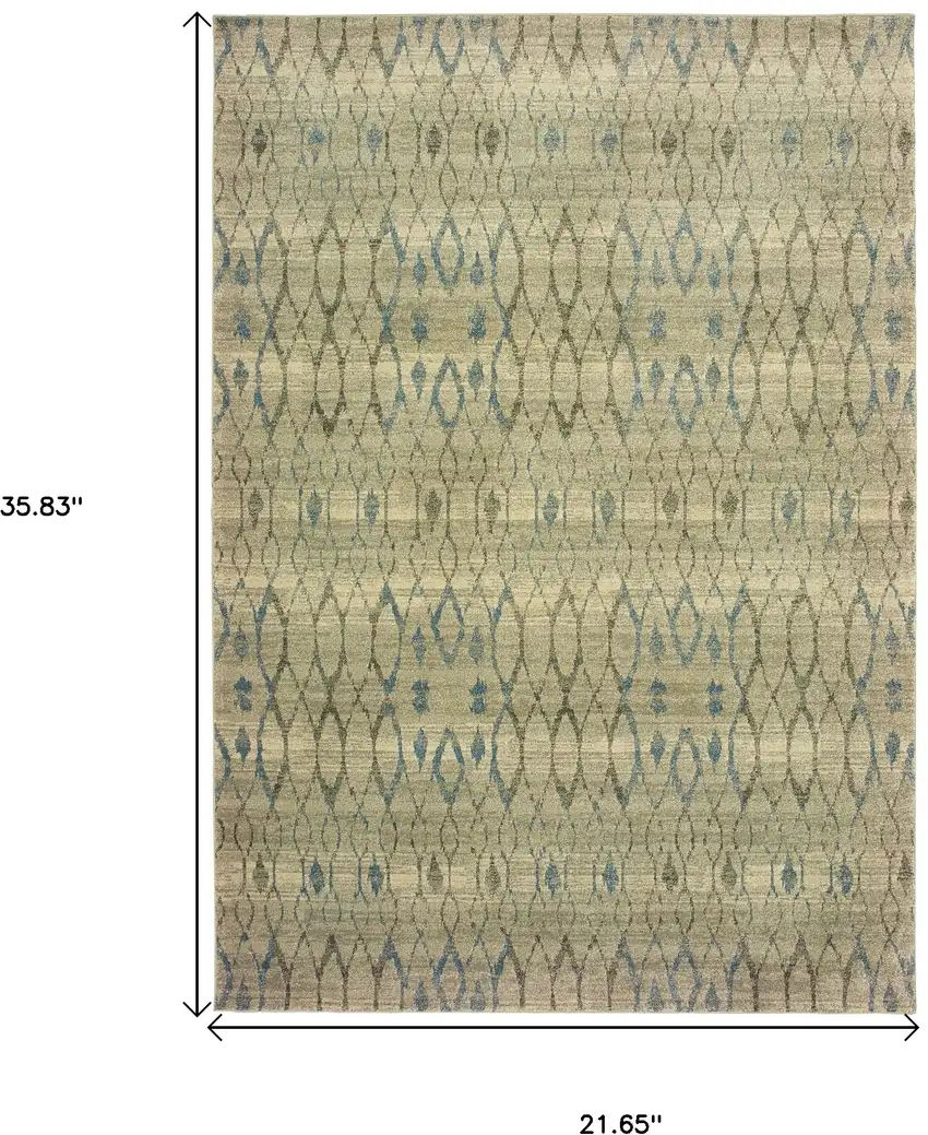 Ivory And Blue Geometric Area Rug Photo 3