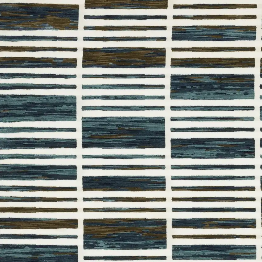 Ivory And Blue Geometric Area Rug Photo 7