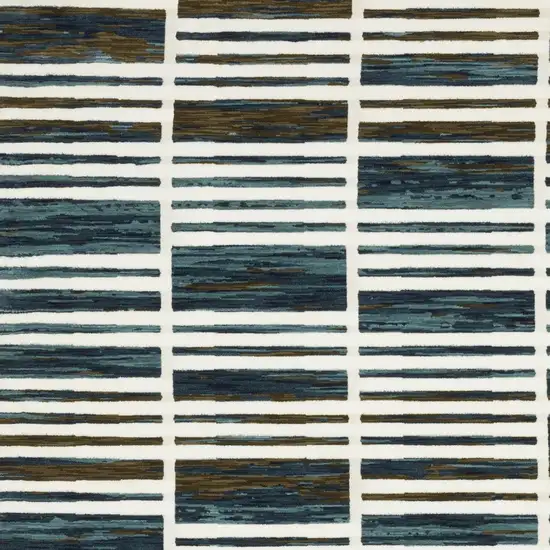 Ivory And Blue Geometric Area Rug Photo 7
