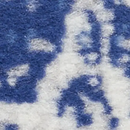 Ivory And Blue Geometric Distressed Area Rug Photo 2