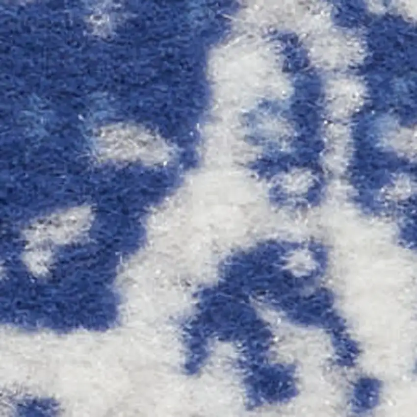 Ivory And Blue Geometric Distressed Area Rug Photo 2