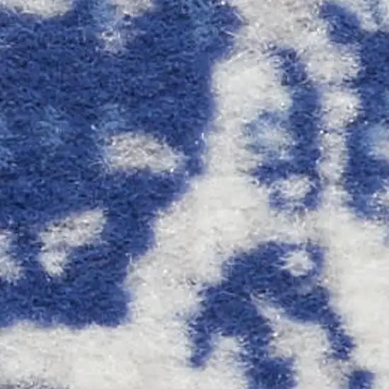 Ivory And Blue Geometric Distressed Area Rug Photo 2