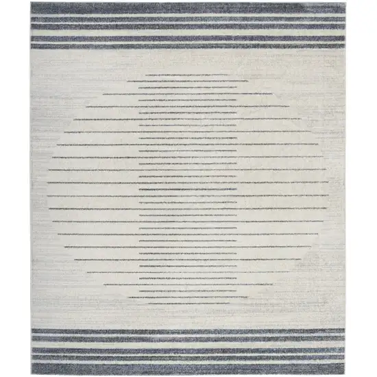 Ivory And Blue Geometric Washable Area Rug Photo 5