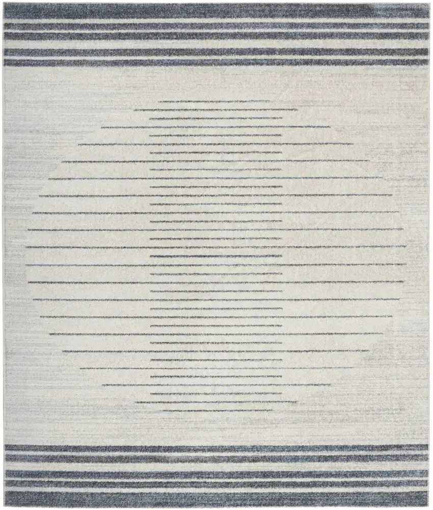 Ivory And Blue Geometric Washable Area Rug Photo 5