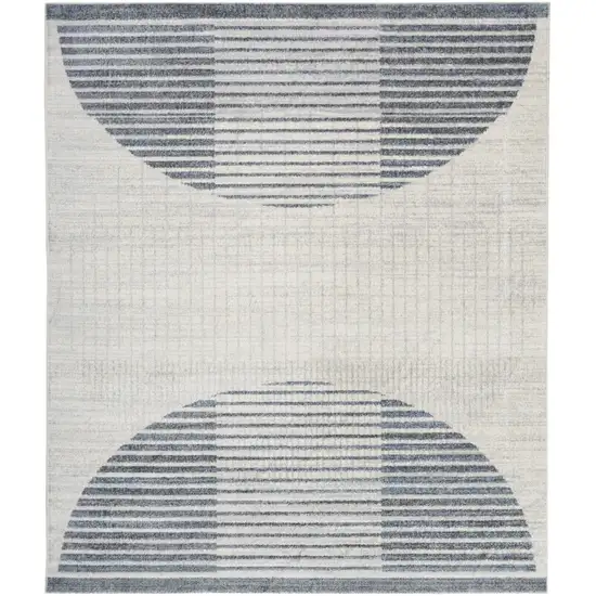 Ivory And Blue Geometric Washable Area Rug Photo 6