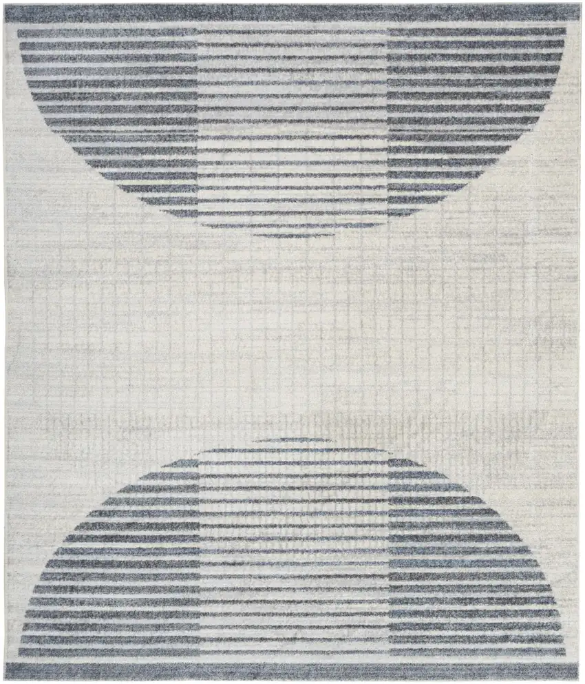 Ivory And Blue Geometric Washable Area Rug Photo 6