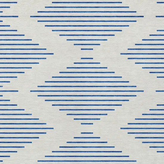 Ivory And Blue Geometric Washable Indoor Outdoor Area Rug Photo 5