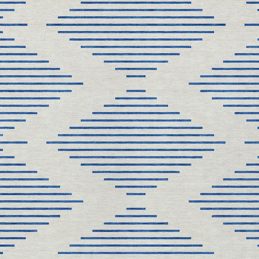 Ivory And Blue Geometric Washable Indoor Outdoor Area Rug Photo 5