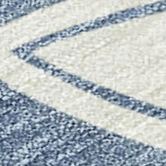 Ivory And Blue Geometric Washable Indoor Outdoor Area Rug Photo 2
