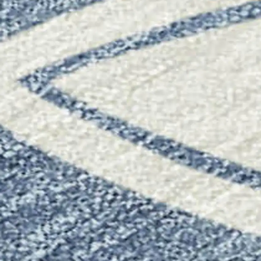 Ivory And Blue Geometric Washable Indoor Outdoor Area Rug Photo 2