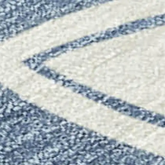 Ivory And Blue Geometric Washable Indoor Outdoor Area Rug Photo 2