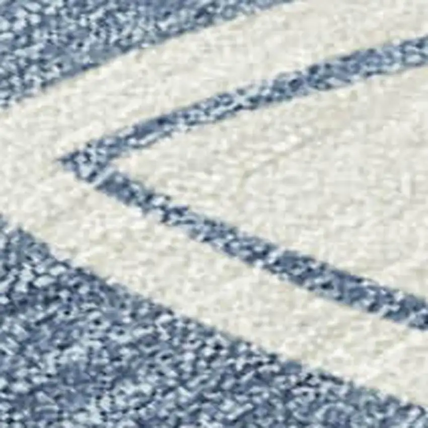 Ivory And Blue Geometric Washable Indoor Outdoor Area Rug Photo 2