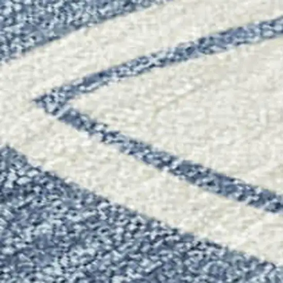 Ivory And Blue Geometric Washable Indoor Outdoor Area Rug Photo 2