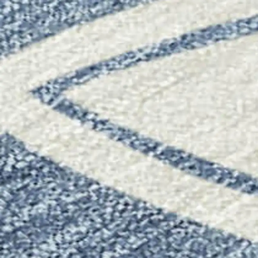 Ivory And Blue Geometric Washable Indoor Outdoor Area Rug Photo 2