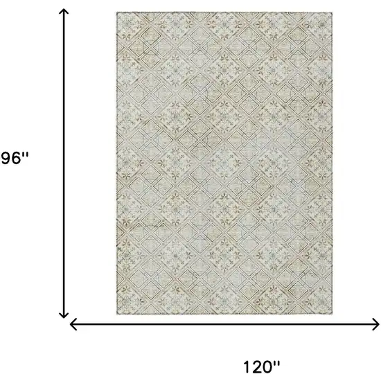 Ivory And Blue Geometric Washable Indoor Outdoor Area Rug Photo 9