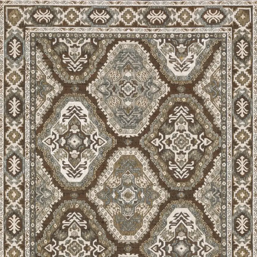 Ivory And Blue Medallion Area Rug Photo 5