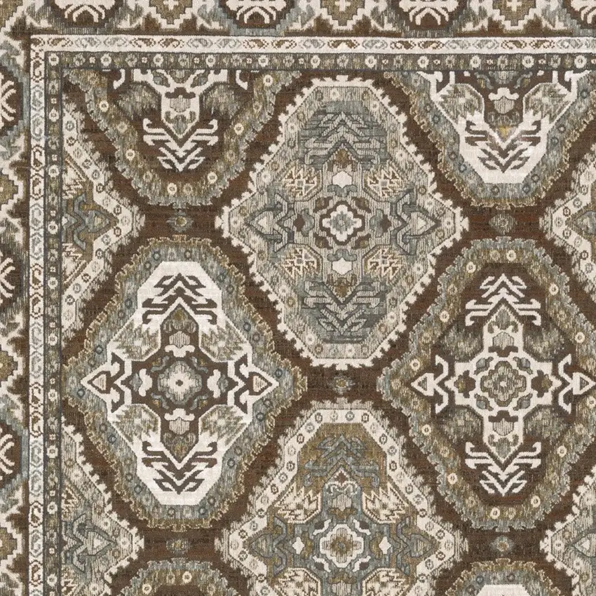 Ivory And Blue Medallion Area Rug Photo 9